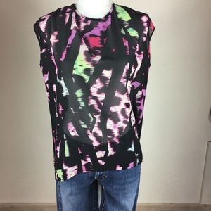 Petticoat Alley Watercolor Semi Sheer Blouse Med